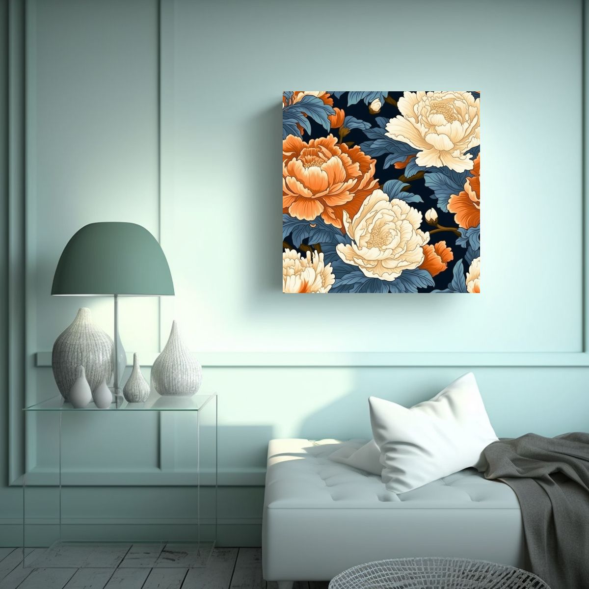 GENERICO - Tela Estrellada Y Detallada Ukiyoe De Flores 60x60 Cm
