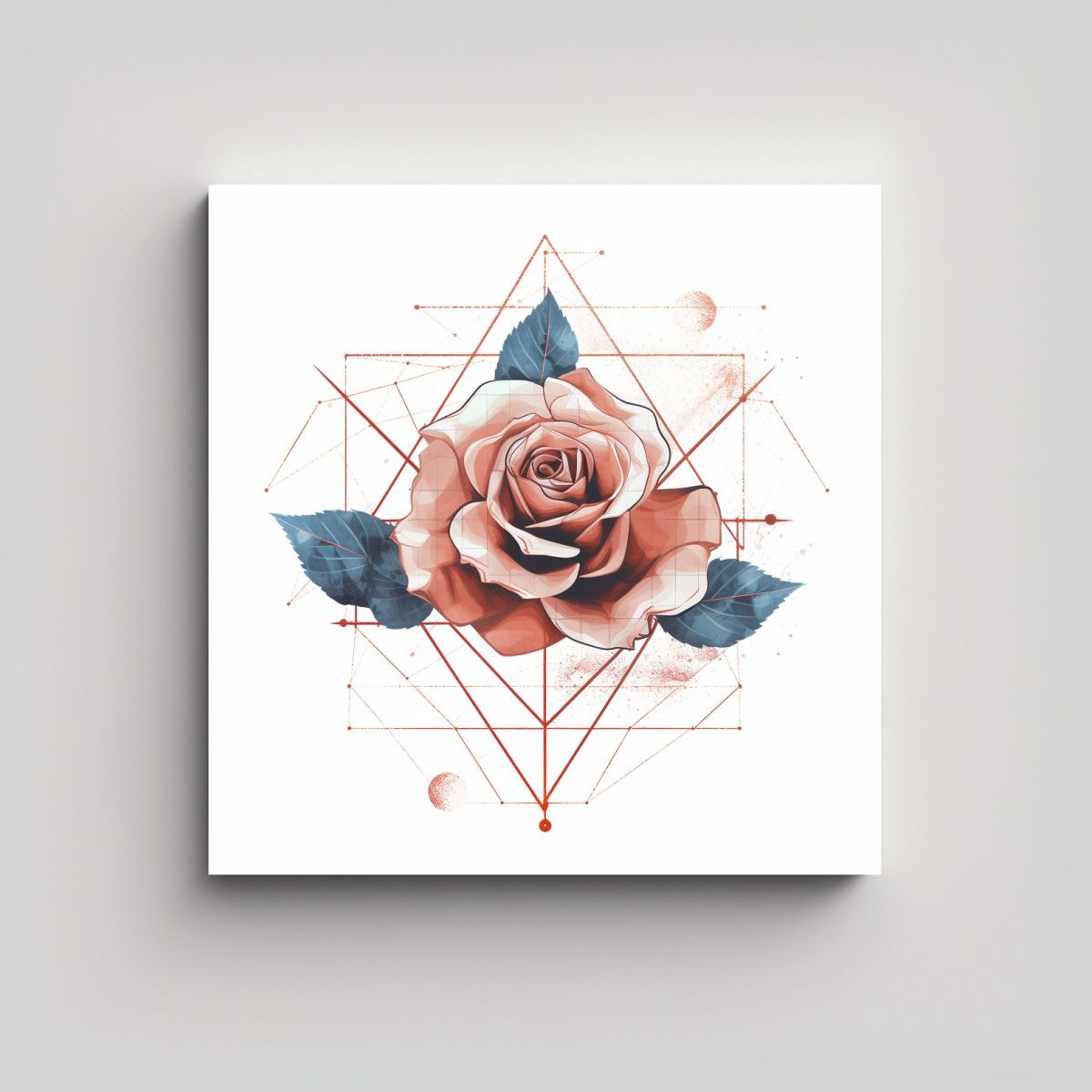 GENERICO - Composición De Rosa Geométrica En Finas Líneas 80x80 Cm