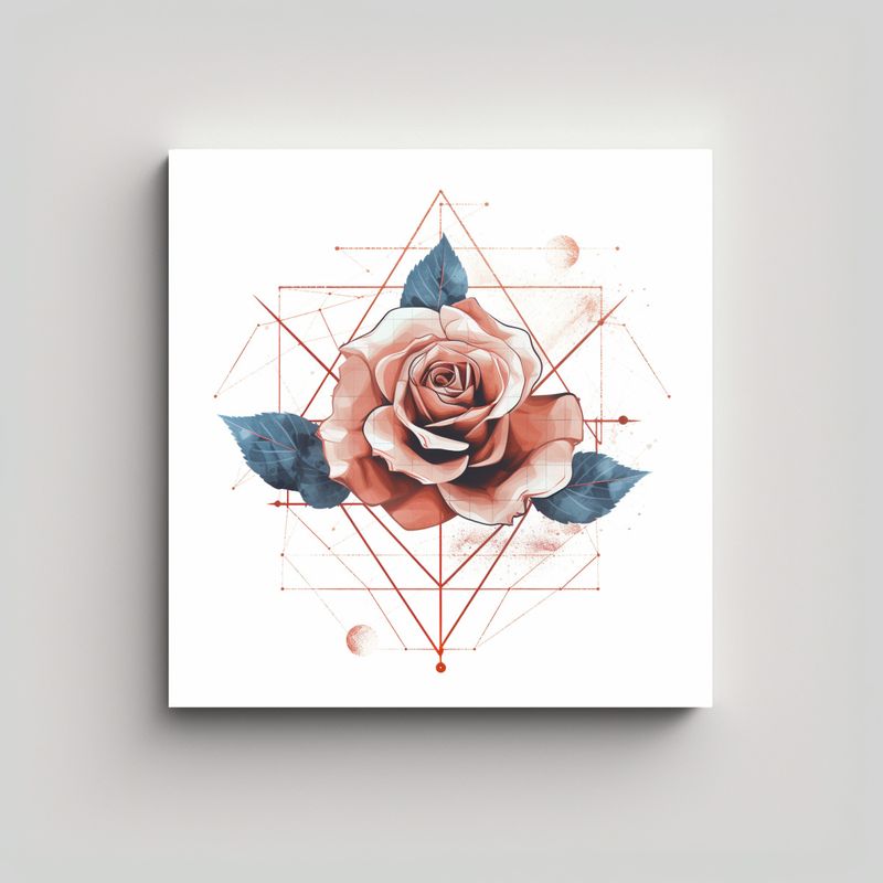 GENERICO - Composición De Rosa Geométrica En Finas Líneas 70x70 Cm