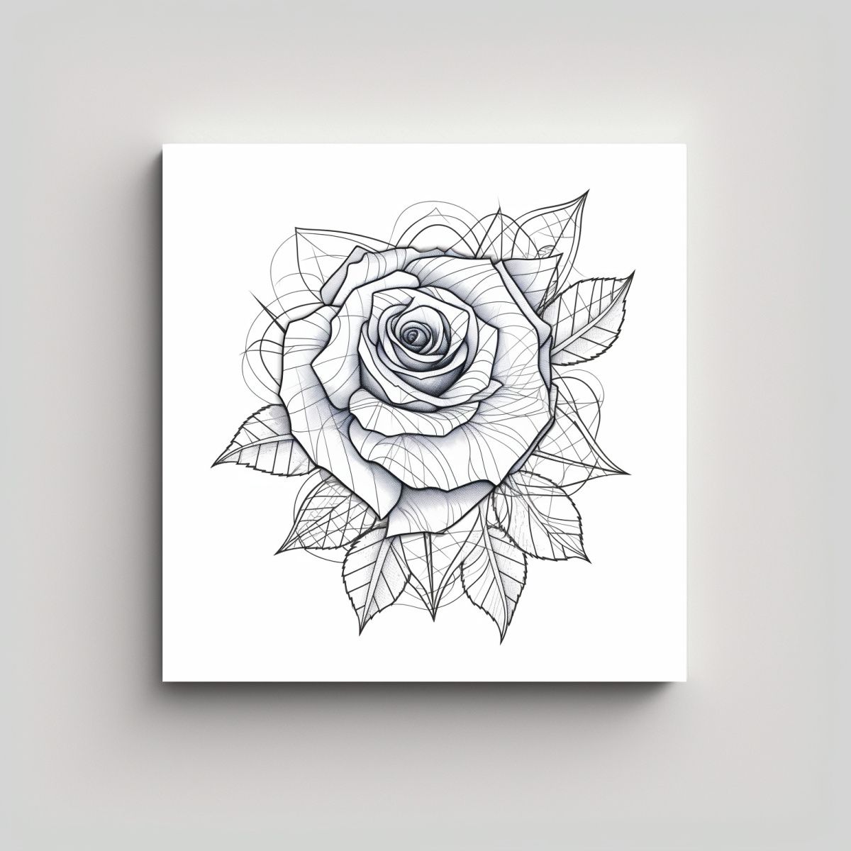 GENERICO - Cuadro Moderno De Rosa Geométrica En Blanco Para 60x60 Cm