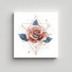 GENERICO - Composición De Rosa Geométrica En Finas Líneas 50x50 Cm