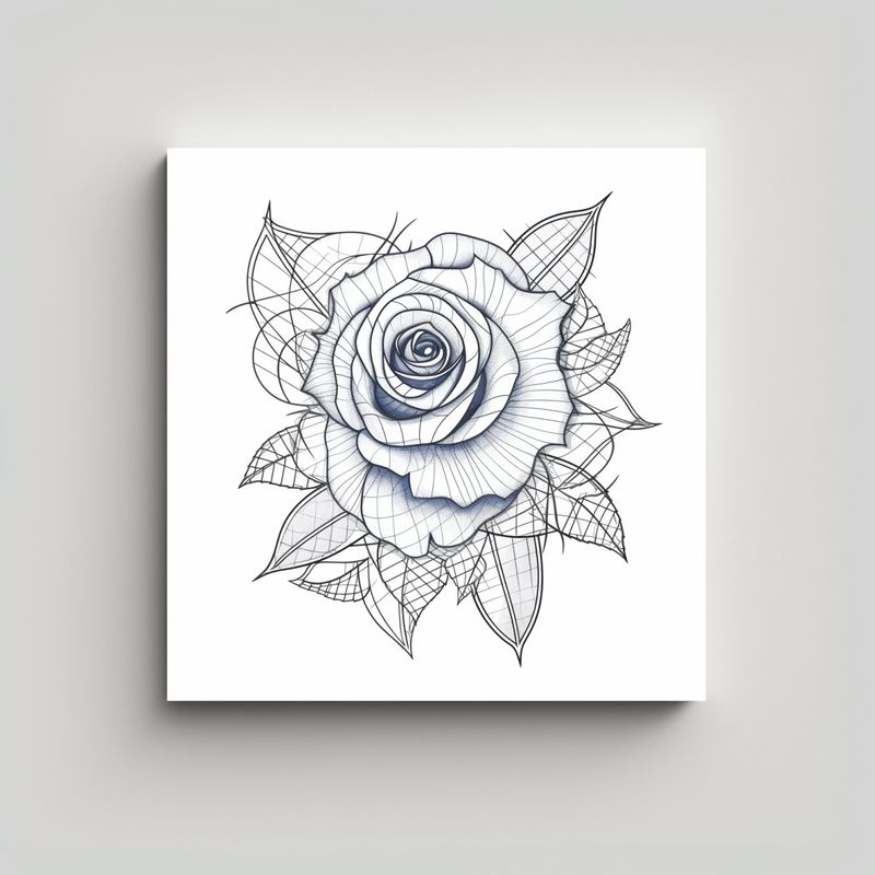 GENERICO - Cuadro Decorativo: Rosa Geométrica En Lienzo De 70x70 Cm