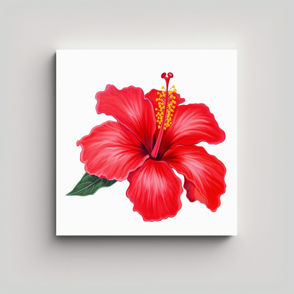 GENERICO - Cuadro Llamativo De Hibisco Rojo Con Fondo 80x80 Cm