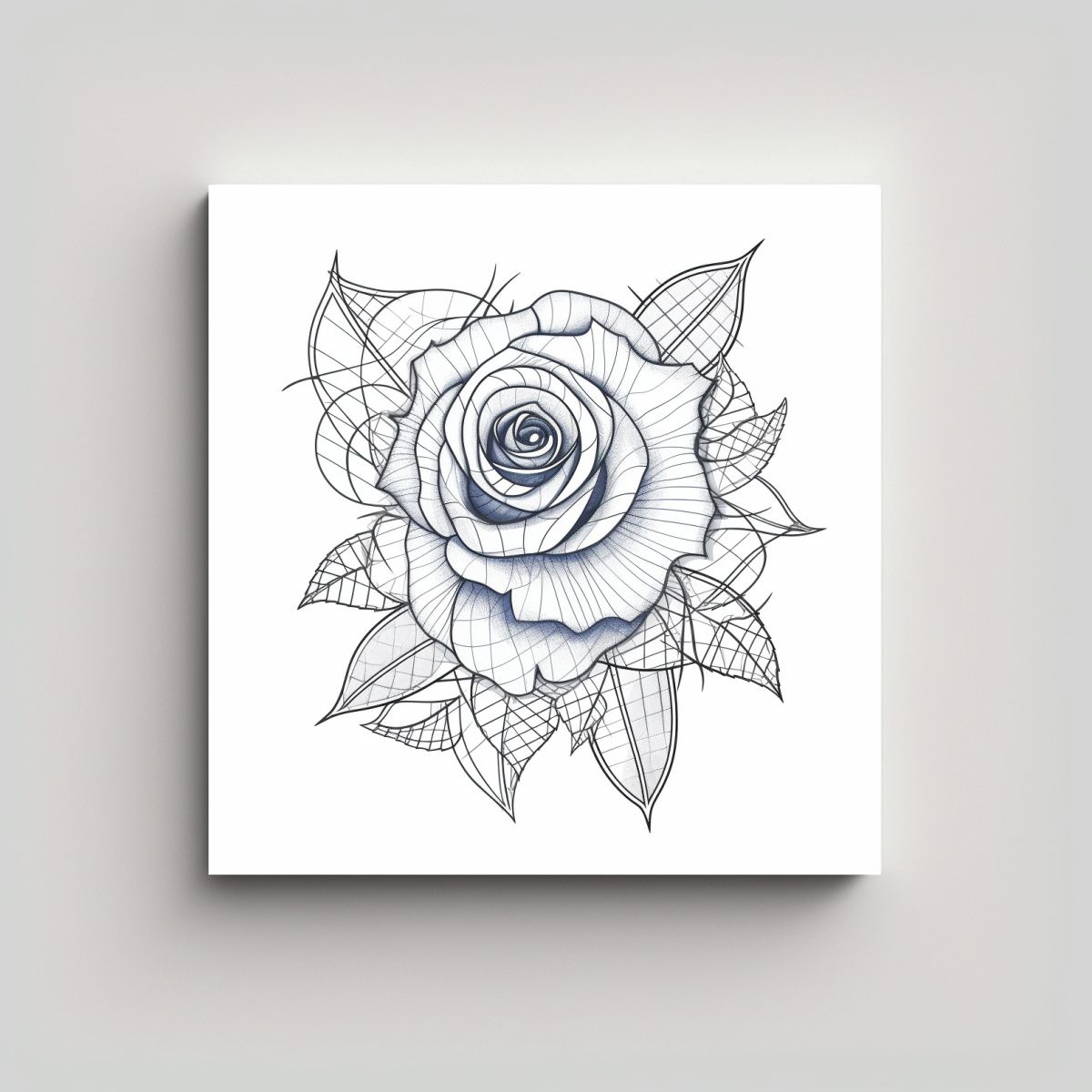 GENERICO - Cuadro Decorativo: Rosa Geométrica En Lienzo De 30x30 Cm