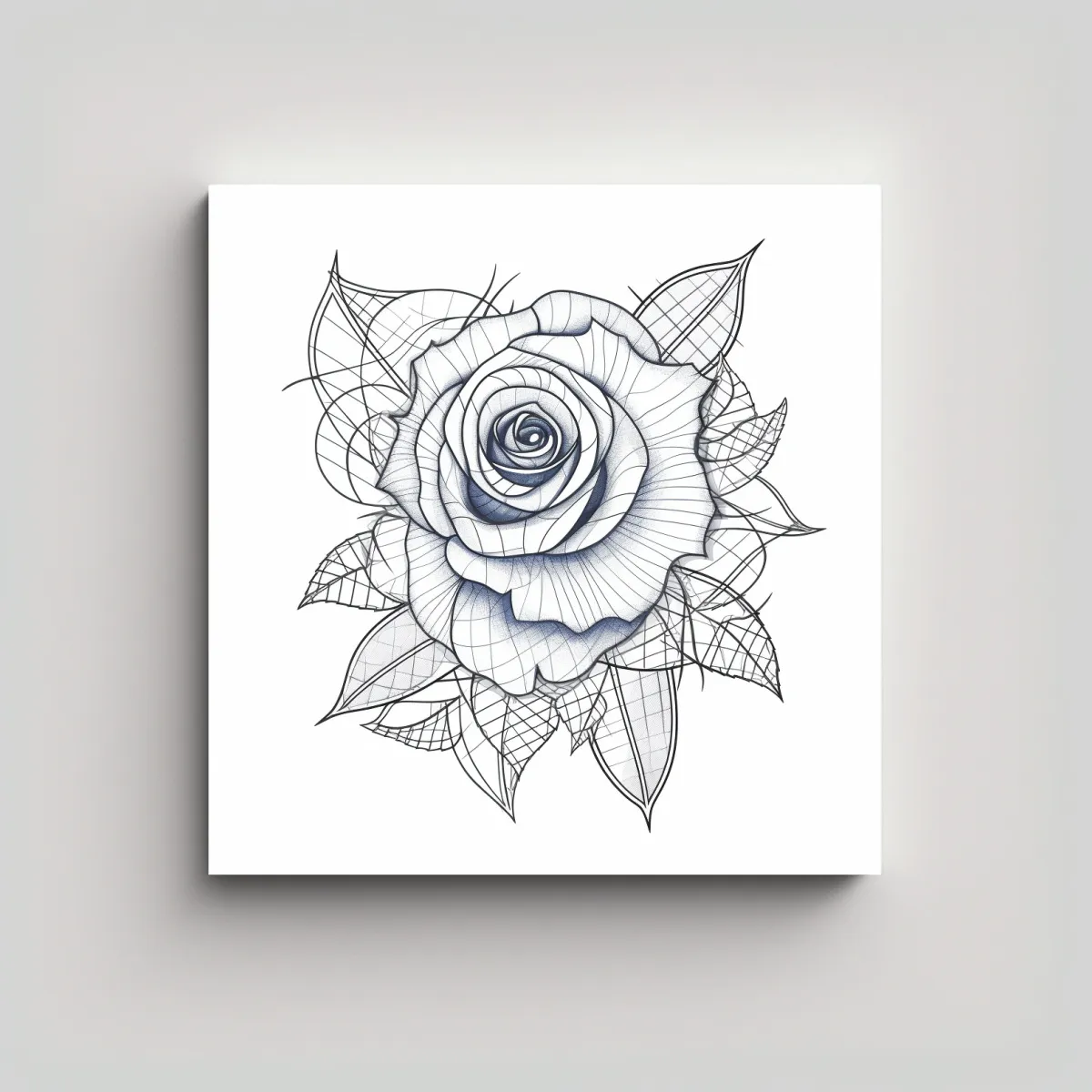 GENERICO - Cuadro Decorativo: Rosa Geométrica En Lienzo De 30x30 Cm