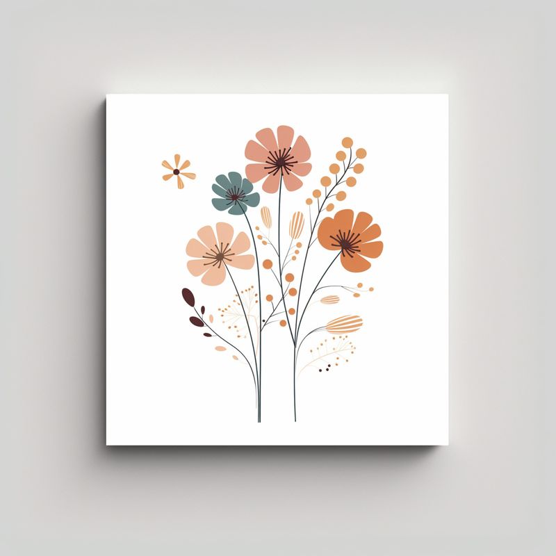 GENERICO - Cuadro Multicolor Composición De Flores 70x70 Cm