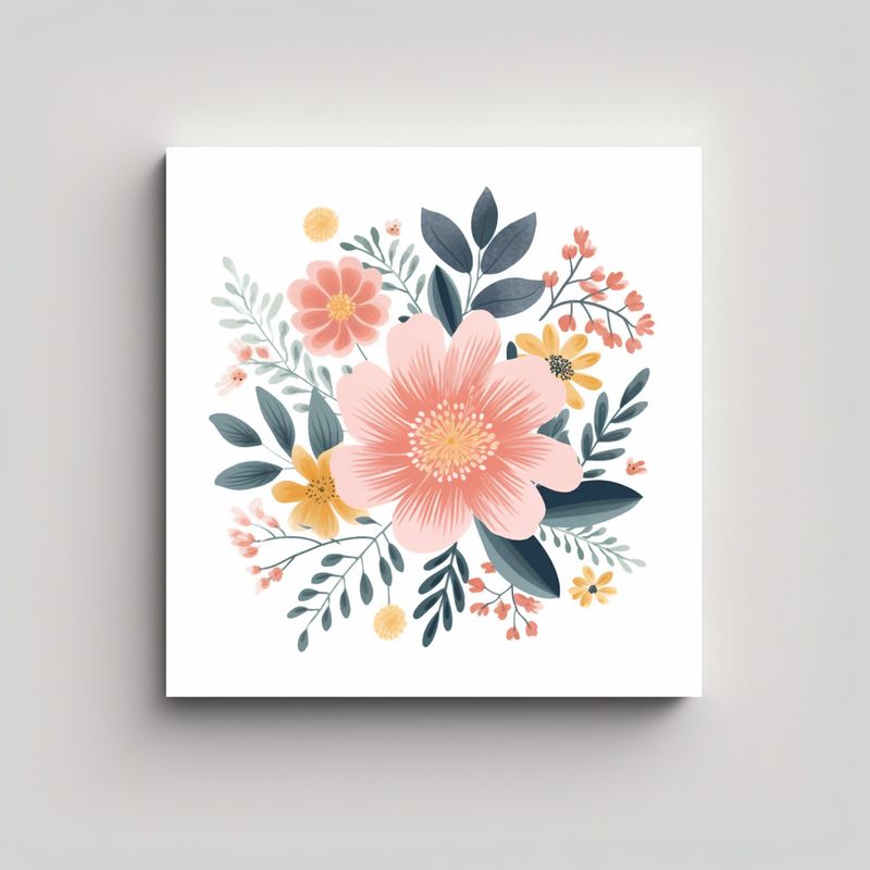 GENERICO - Clípart De Flores Pastel Vectorizado En Canva 70x70 Cm