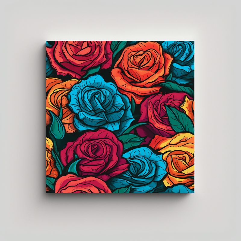 GENERICO - Ilustración Exclusiva De Rosas En Estilo Pop Art 60x60 Cm