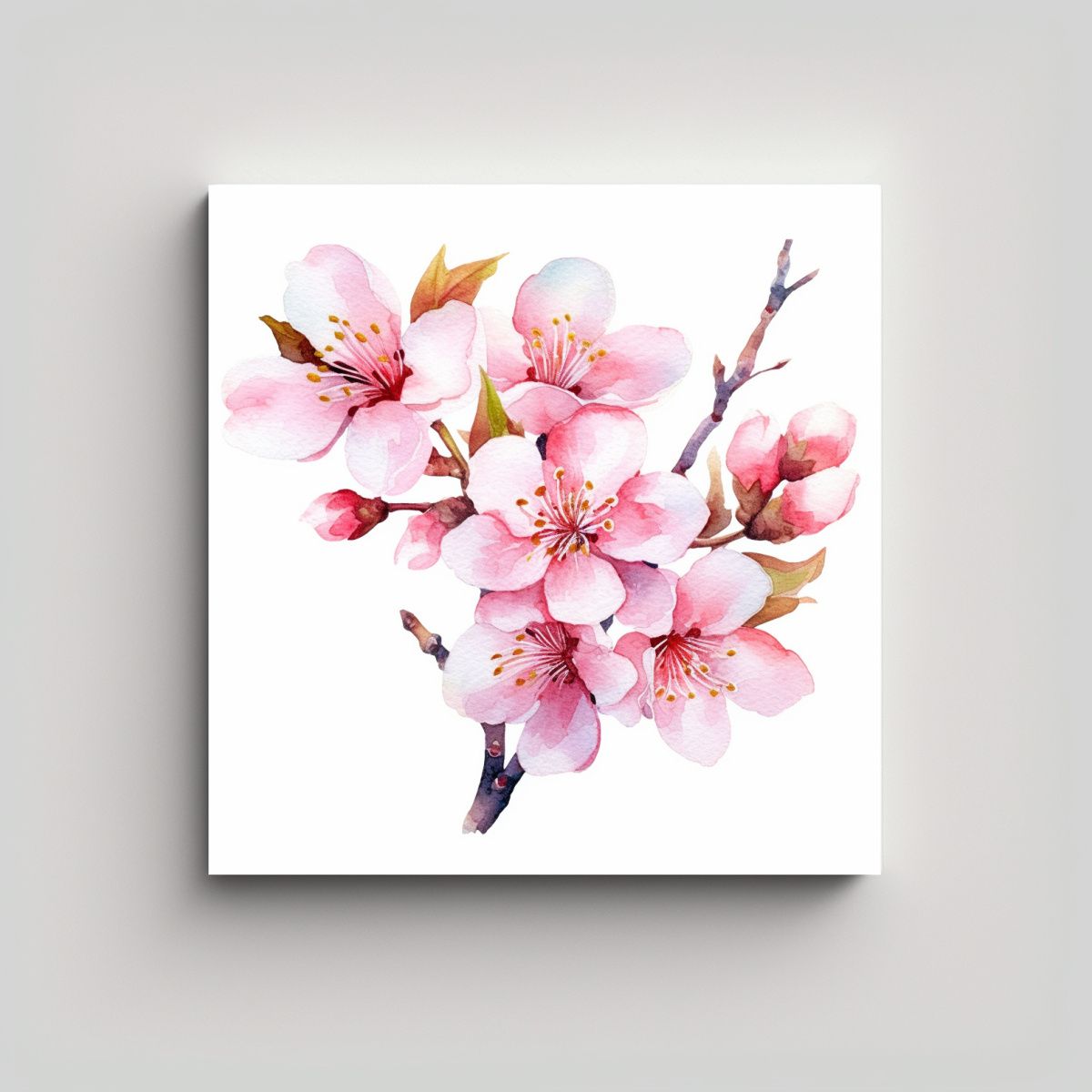 GENERICO - Cuadro Estético De Sakura Acuarela: Hermoso 40x40 Cm