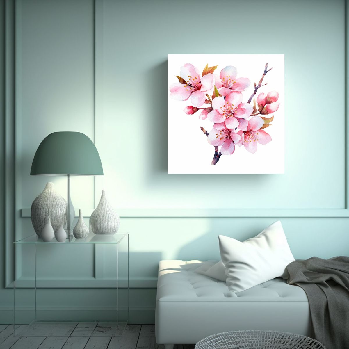 GENERICO - Cuadro Estético De Sakura Acuarela: Hermoso 40x40 Cm