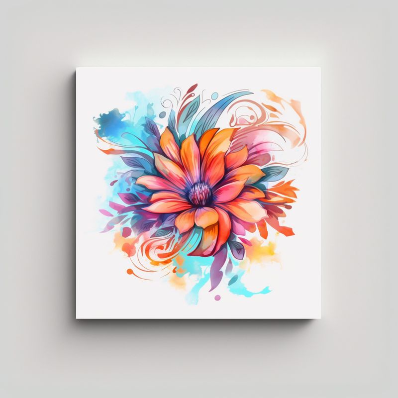 GENERICO - Arte Y Decoración: Stickers De Flores Acuarela 70x70 Cm