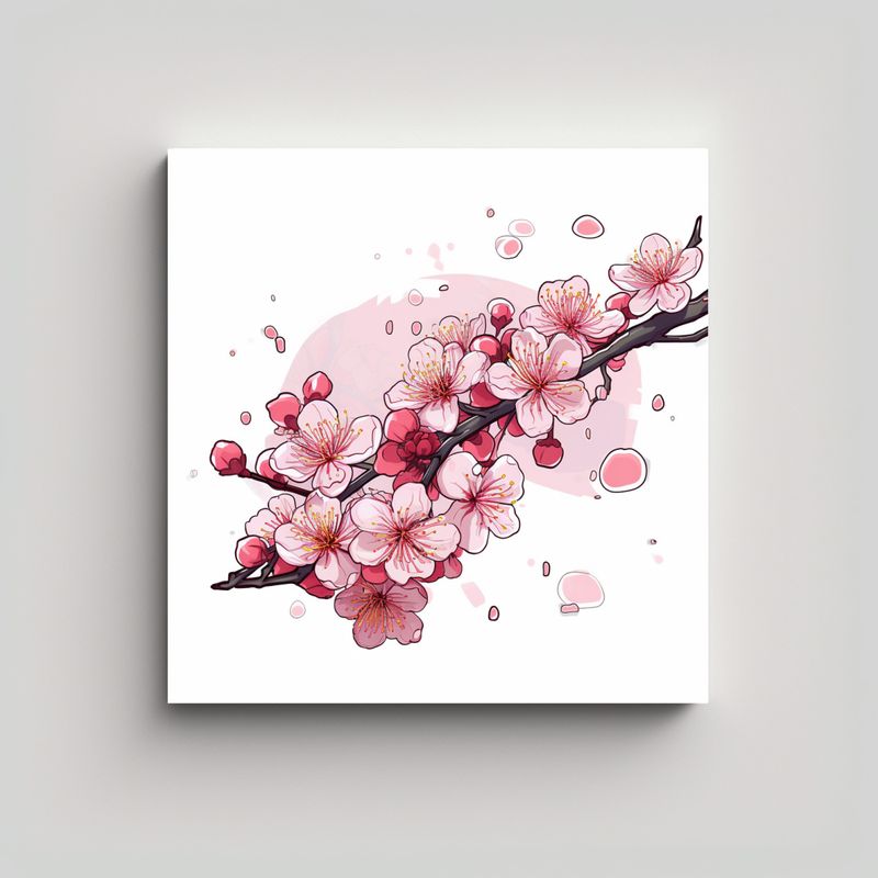 GENERICO - Canva Minimalista Creativa Con Cherry Blossoms En 40x40 Cm