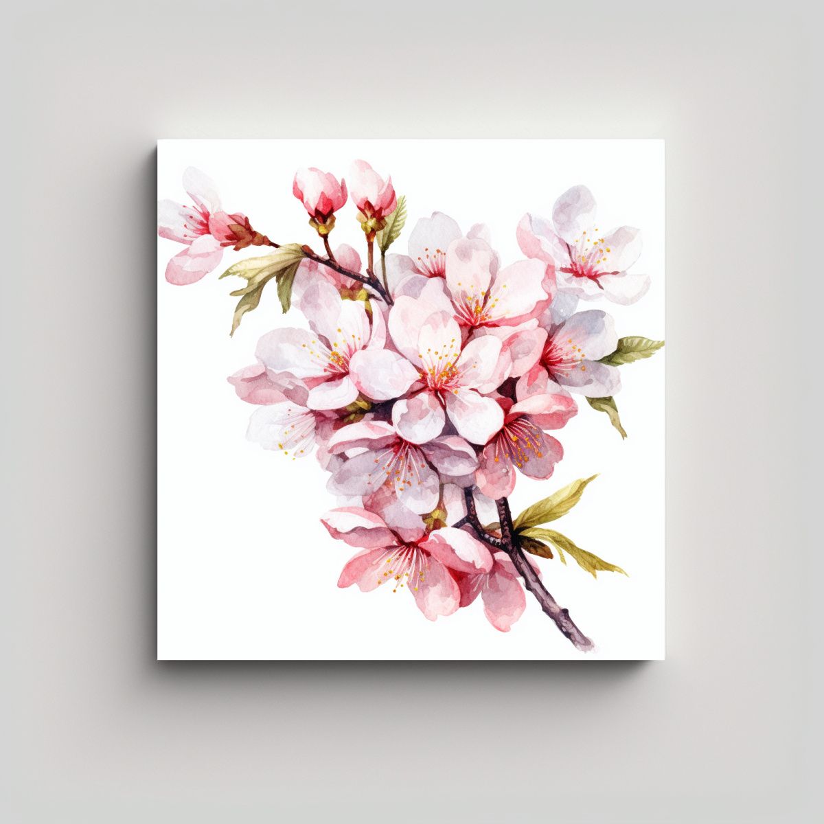 GENERICO - Ilustración Acuarela De Flor De Cerezo Para 50x50 Cm.