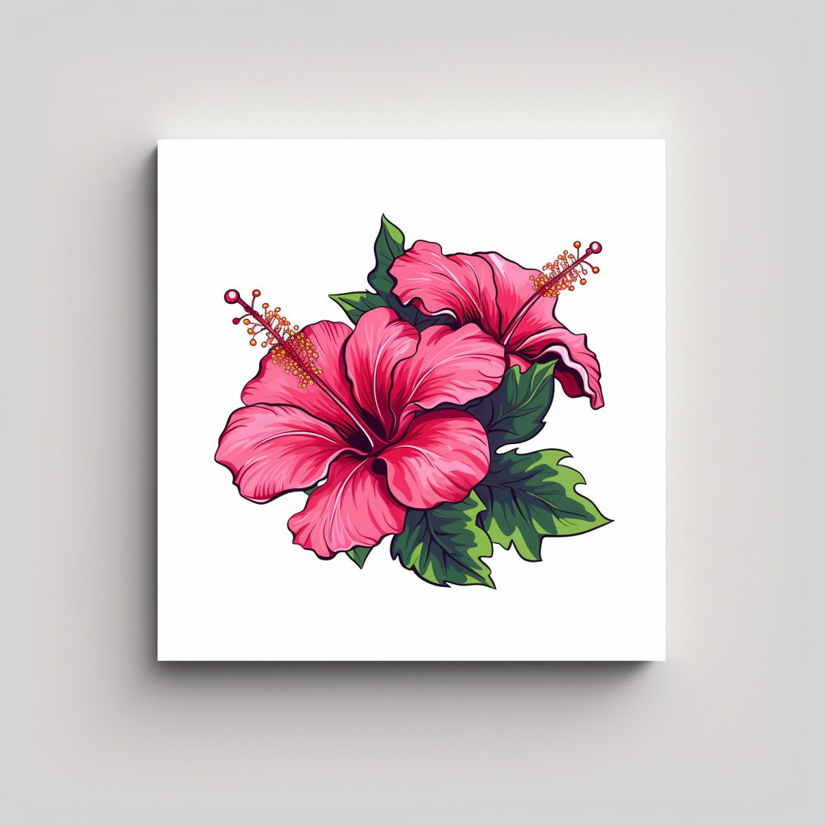 GENERICO - Arte Expresivo En Gama De Colores Con Hibiscus 50x50 Cm