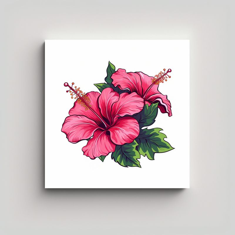 GENERICO - Arte Expresivo En Gama De Colores Con Hibiscus 50x50 Cm
