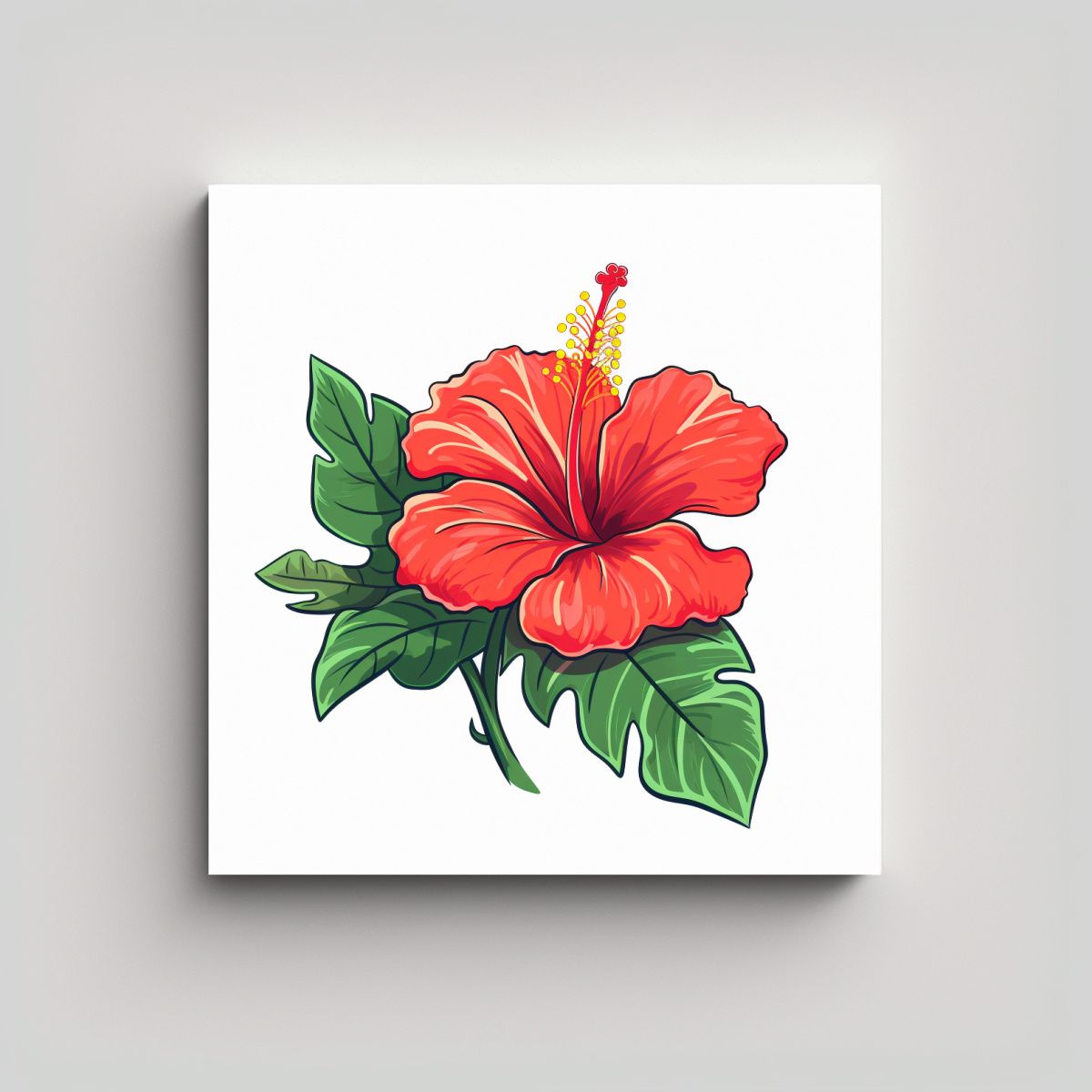 GENERICO - Arte De Pared Luminoso Con Diseño De Hibisco En 80x80 Cm