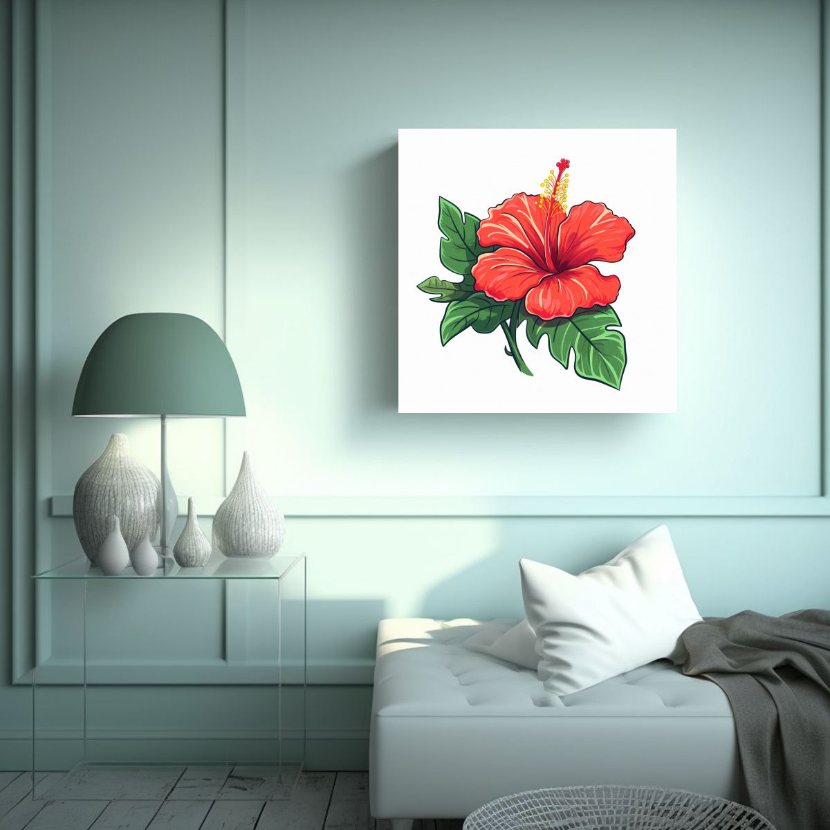 GENERICO - Arte De Pared Luminoso Con Diseño De Hibisco En 80x80 Cm