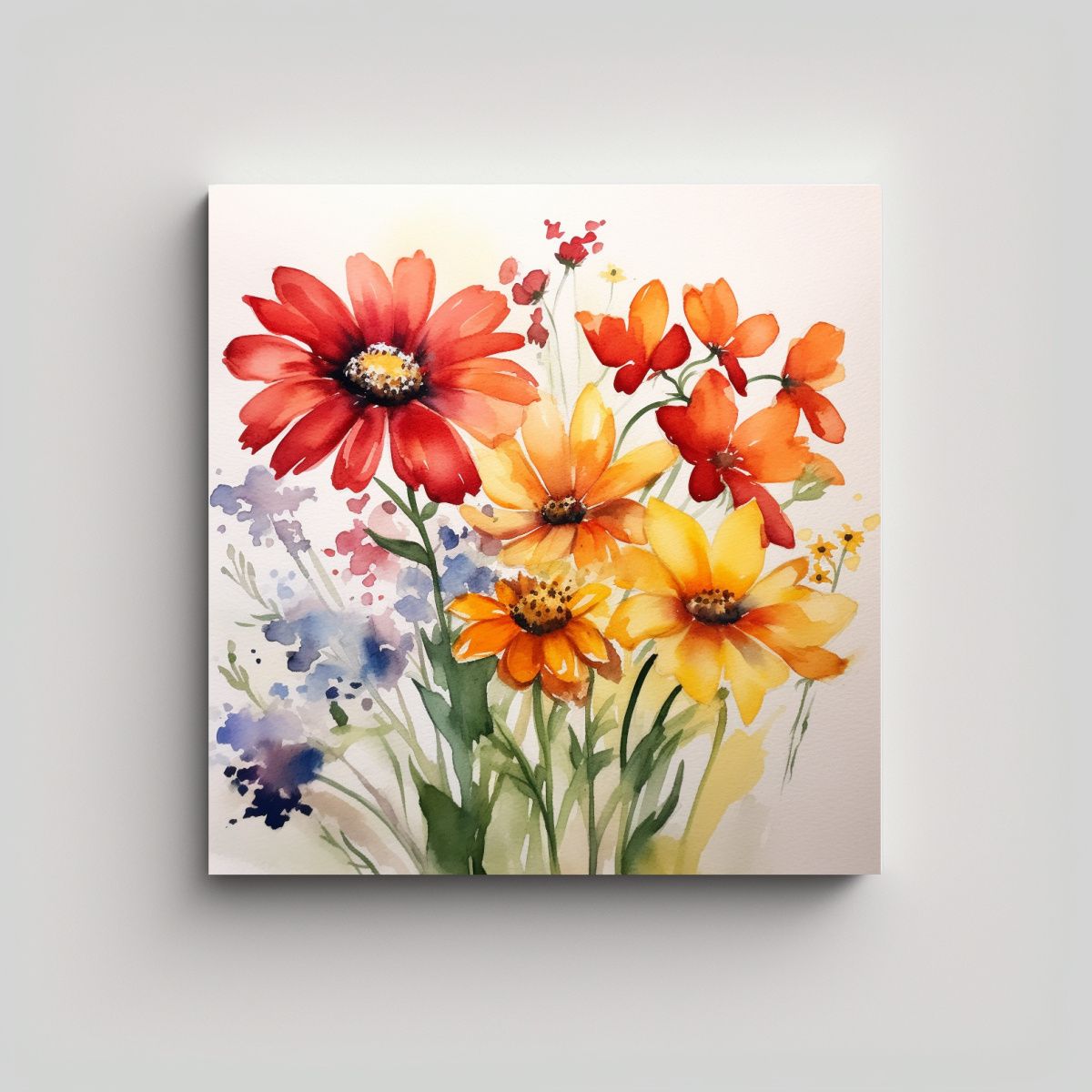 GENERICO - Flores Acuarela De Verano Arte Decorativo Pintura 80x80 Cm