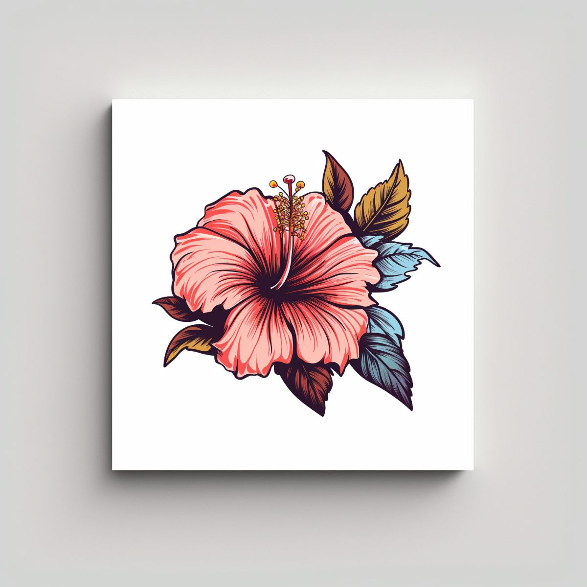 GENERICO - Contraste De Expresión En Canva Con Hibiscus 70x70 Cm