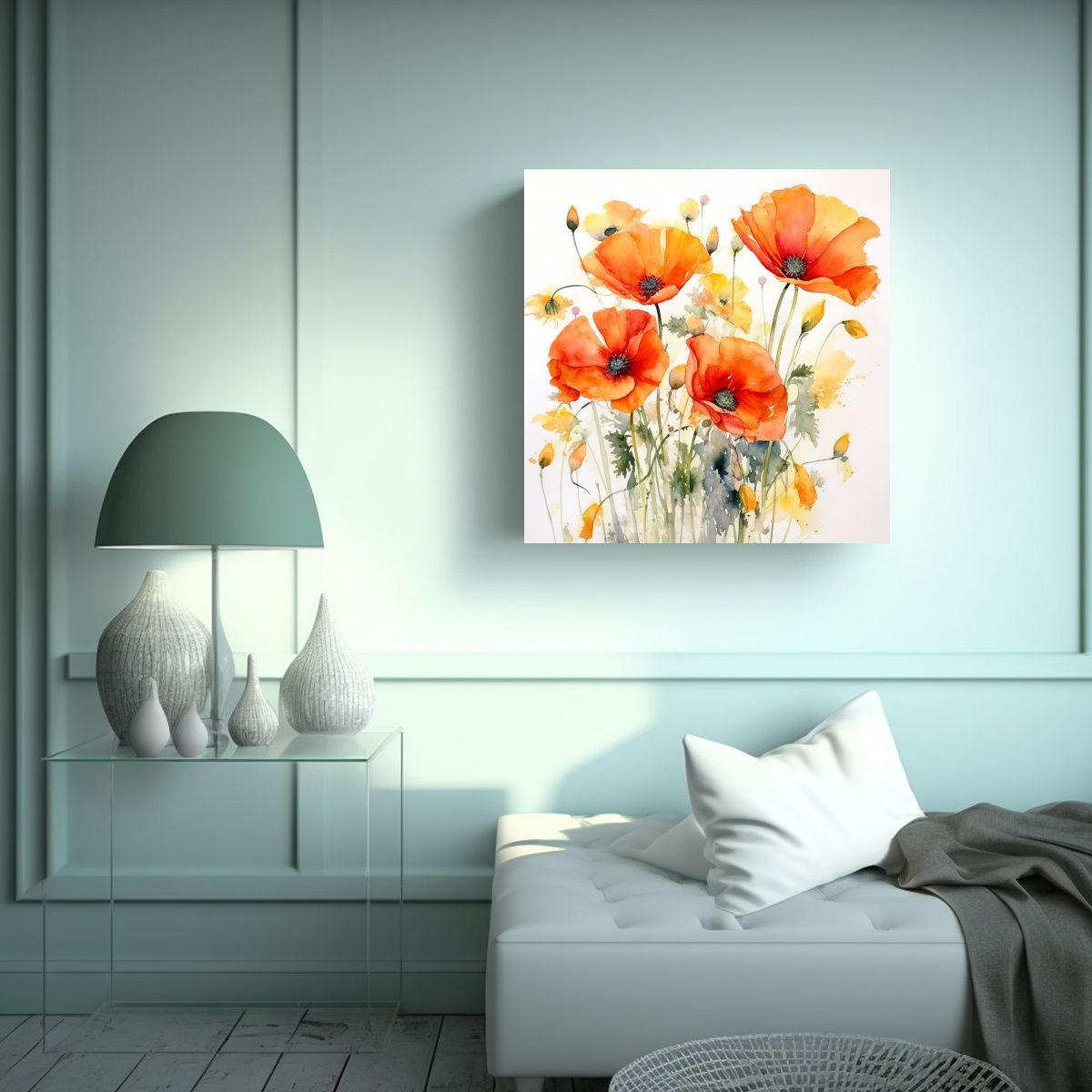 GENERICO - Canva Modernos Estetico Pintura De Amapolas 70x70 Cm.