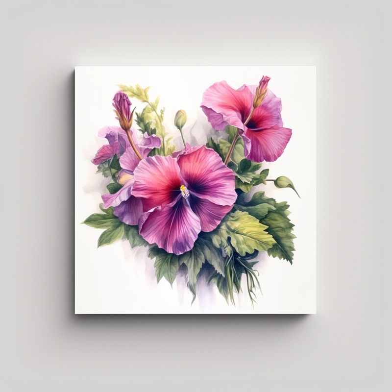GENERICO - Abstracción Naturaleza Viva Acuarela Flores 50x50 Cm