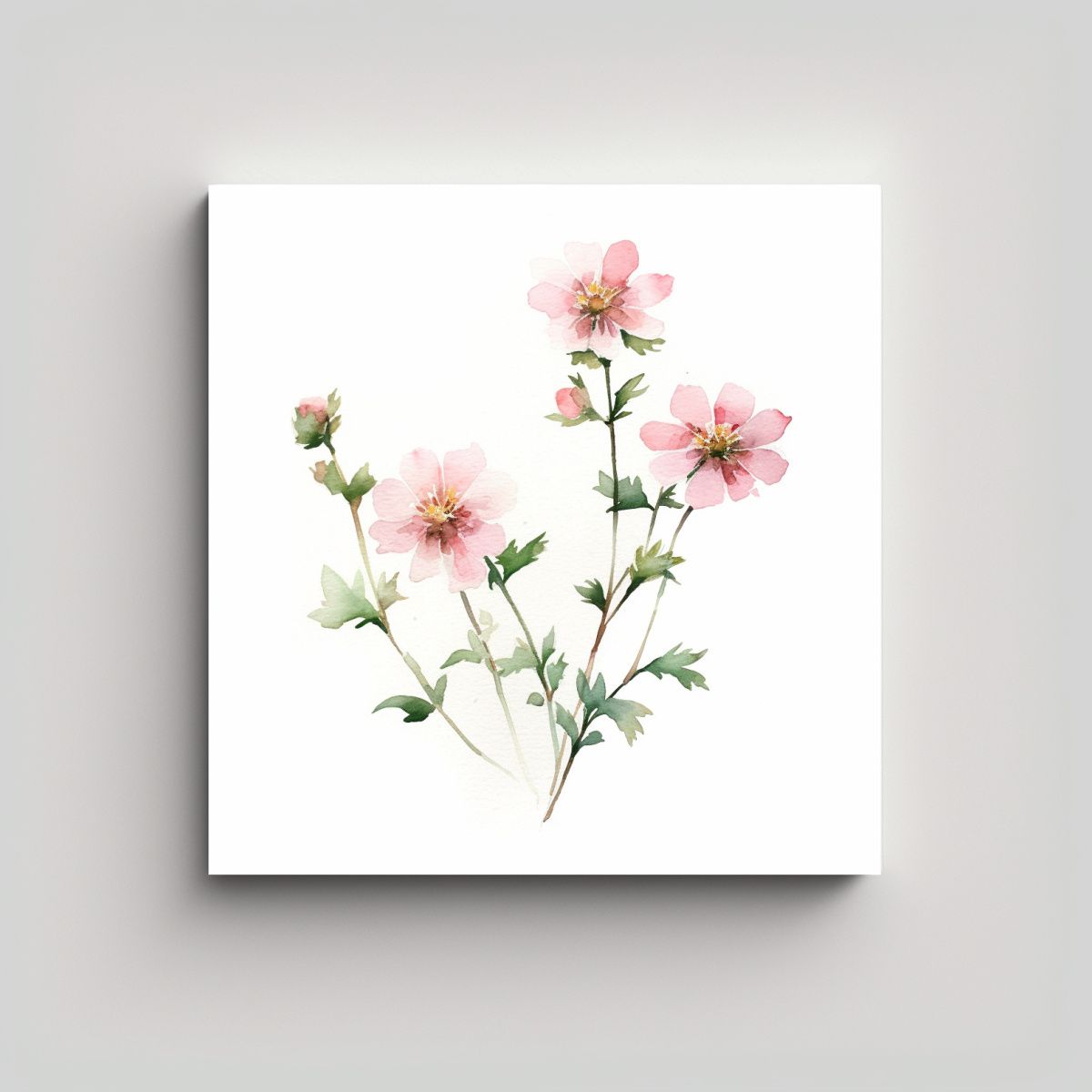 GENERICO - Cuadro Decorativo Lienzo Floral Acuarela Estilo 80x80 Cm