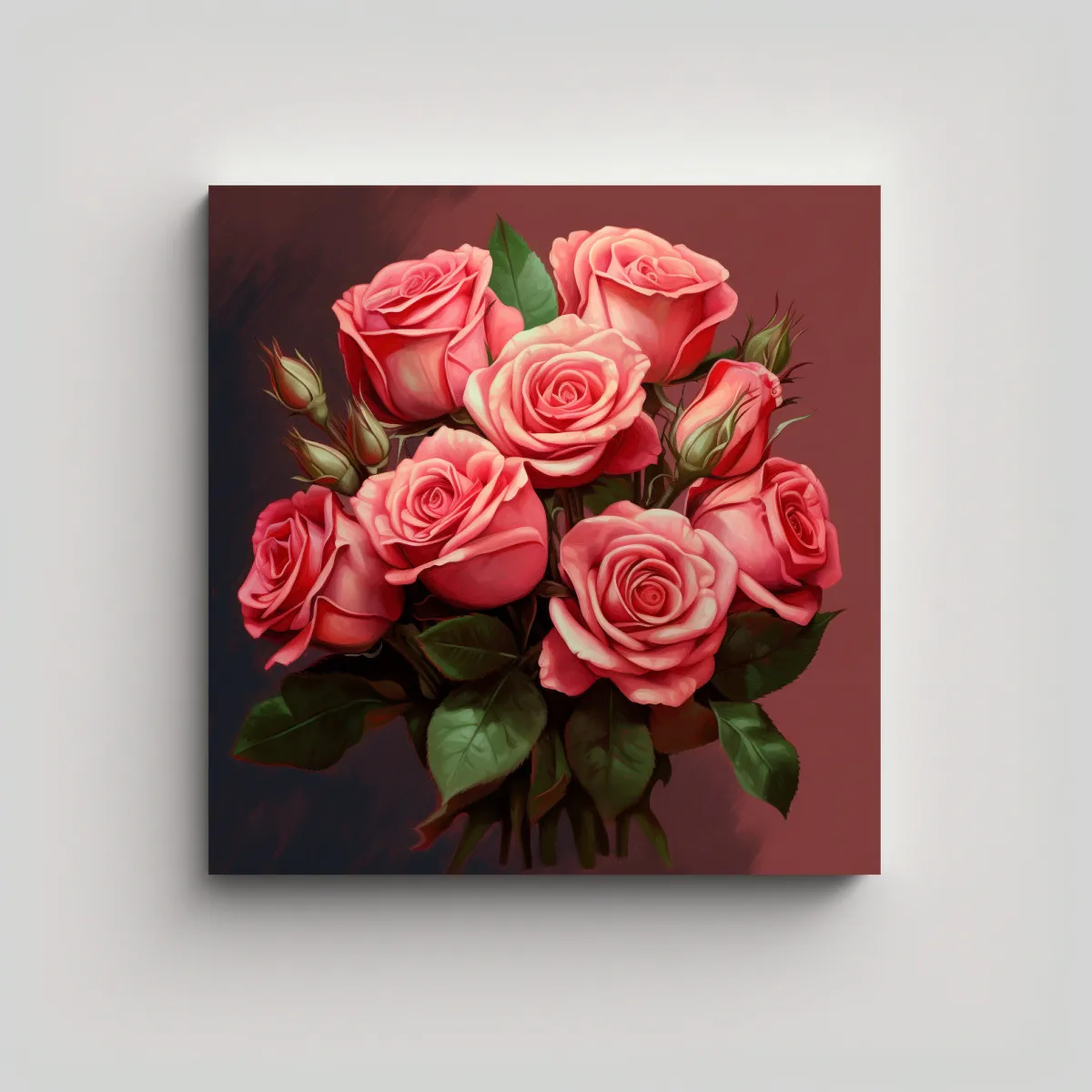 GENERICO - Tela Bastidor Simetría Rosa Bouquet Arte 50x50 Cm