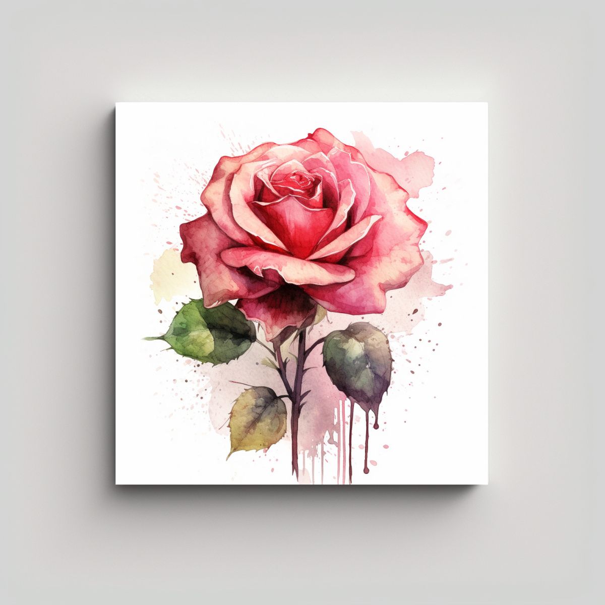 GENERICO - Ilustración En Acuarela De Rosa Para Decoración 90x90 Cm