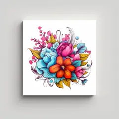GENERICO - Lienzo Decorativo De Flores En Colores Brillantes 50x50 Cm