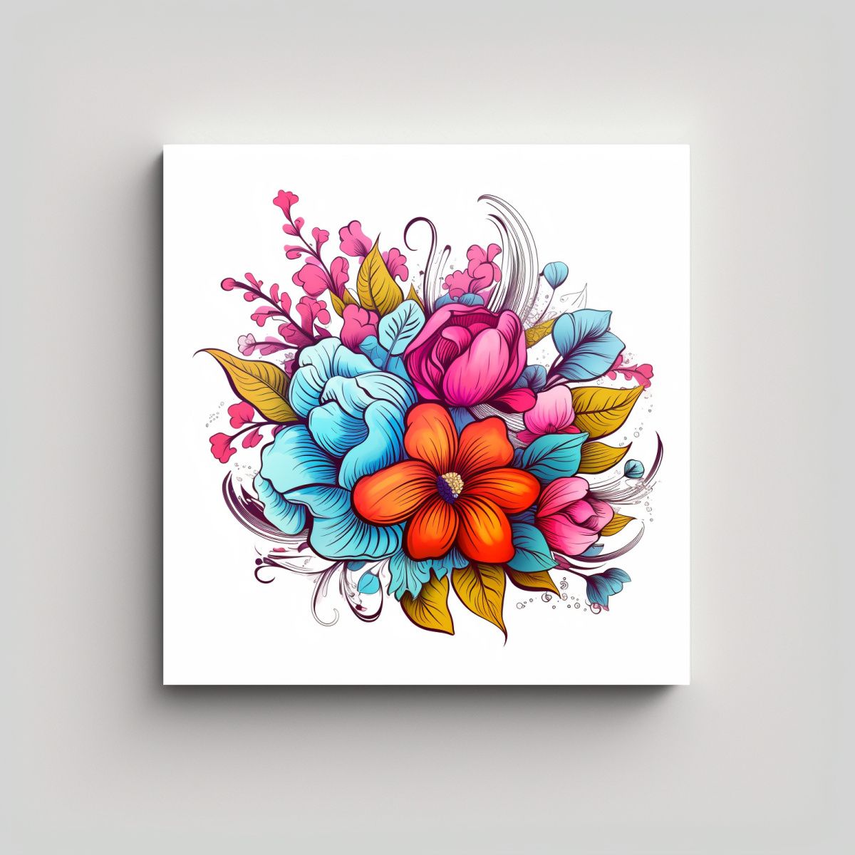 GENERICO - Lienzo Decorativo De Flores En Colores Brillantes 30x30 Cm