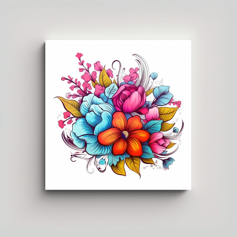 GENERICO - Lienzo Decorativo De Flores En Colores Brillantes 30x30 Cm