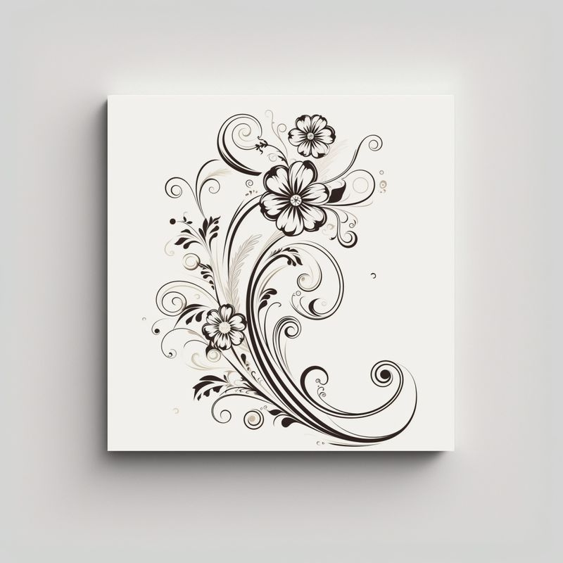 GENERICO - Galería De Estilo Lienzo Arte Línea Floral 70x70 Cm