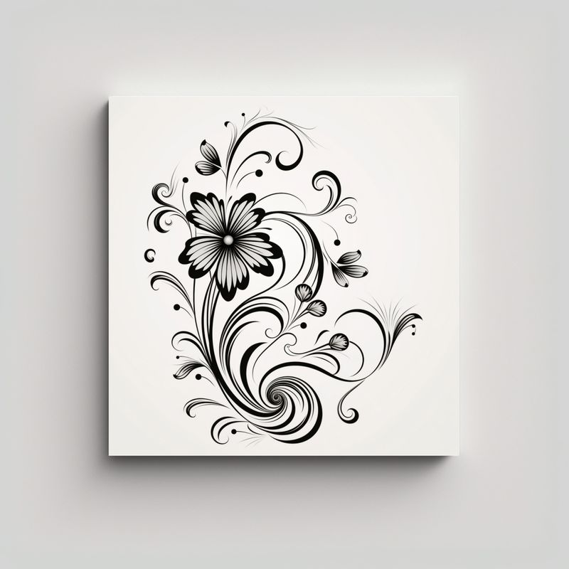 GENERICO - Arte Retro Líneas Florales Sencillas Estilo 80x80 Cm