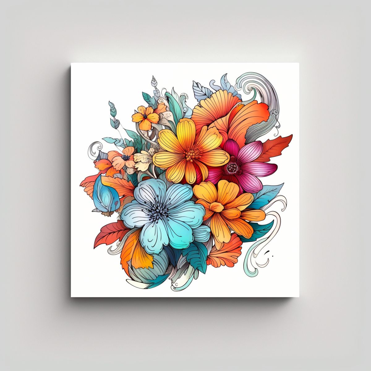 GENERICO - Fotografía De Flores Vibrantes En Cuadro 90x90 Cm