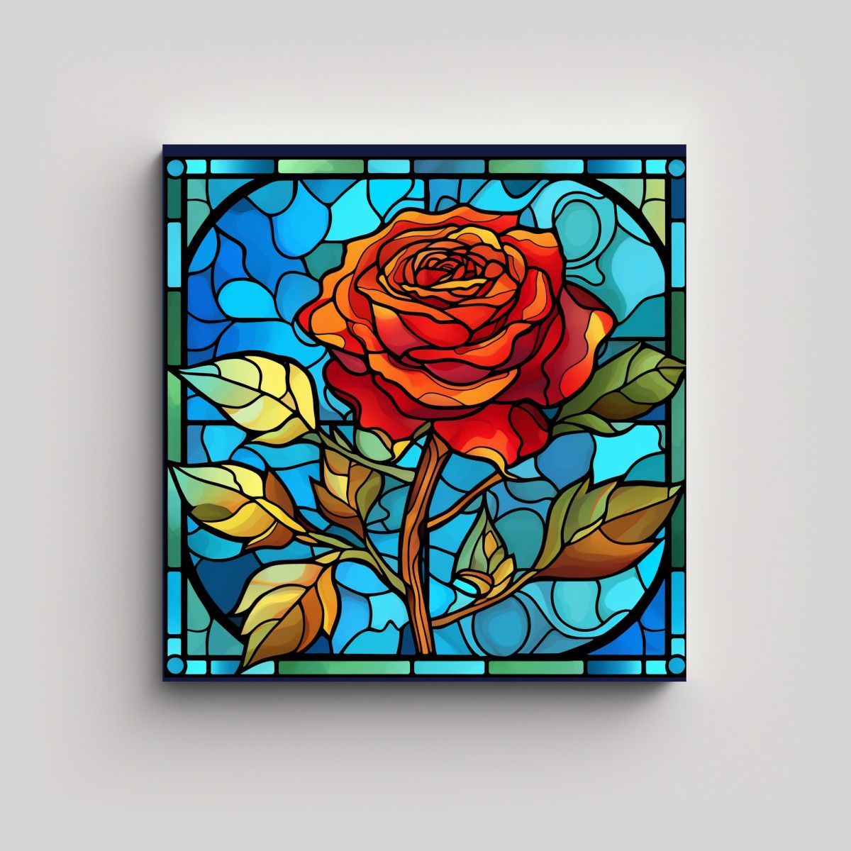 GENERICO - Arte En Vidrio Manchado Con Rosas Estilo Van Gogh 70x70 Cm