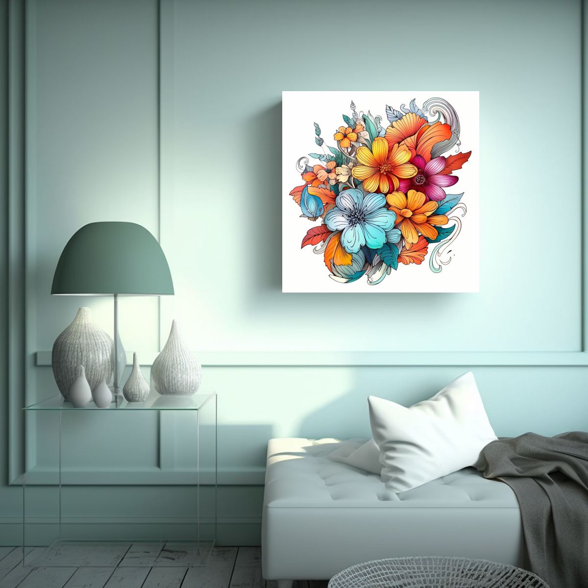 GENERICO - Fotografía De Flores Vibrantes En Cuadro 70x70 Cm