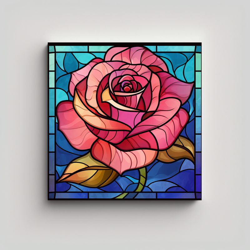GENERICO - Vitral Rosa En Estilo Van Gogh Lienzo De Tela 90x90 Cm