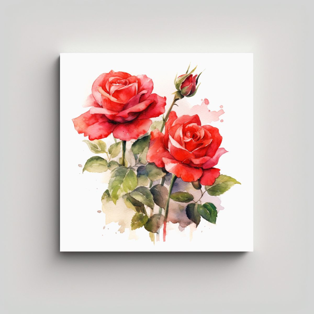 GENERICO - Cuadro Expresión Mural De Rosas Rojas En 30x30 Cm