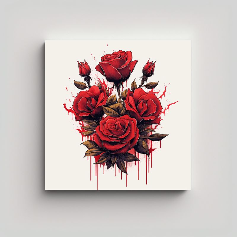 GENERICO - Estético Diseño De Rosas Rojas En Tela En 30x30 Cm