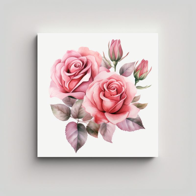 GENERICO - Rosa De Acuarela En PNG: Diseño Longitudinal De 80x80 Cm