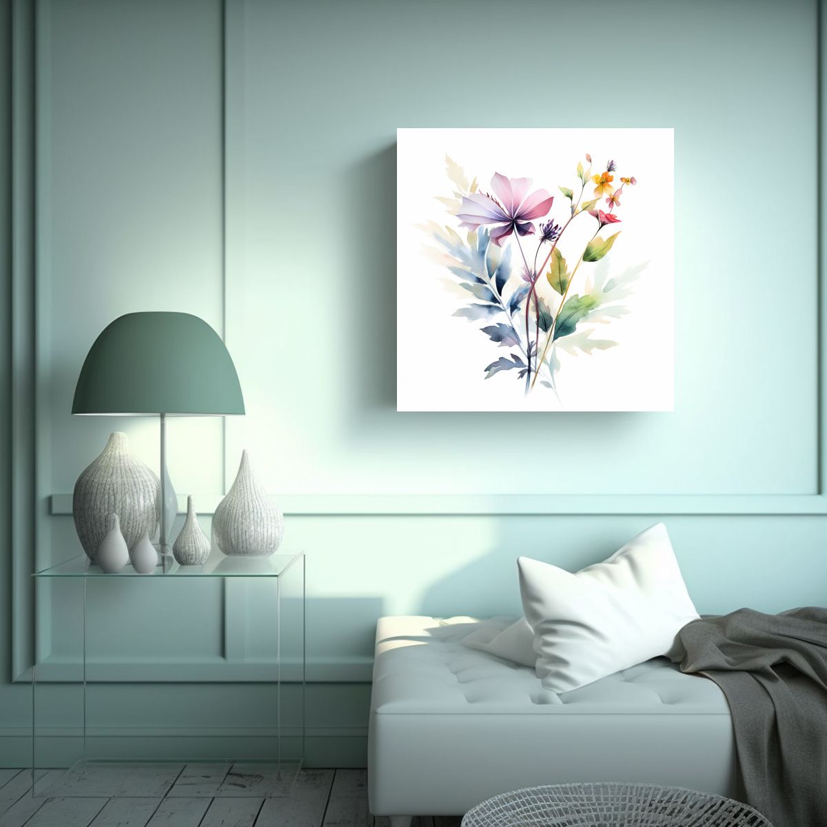GENERICO - Cuadros Modernos De Flores Silvestres Acuarelas 60x60 Cm