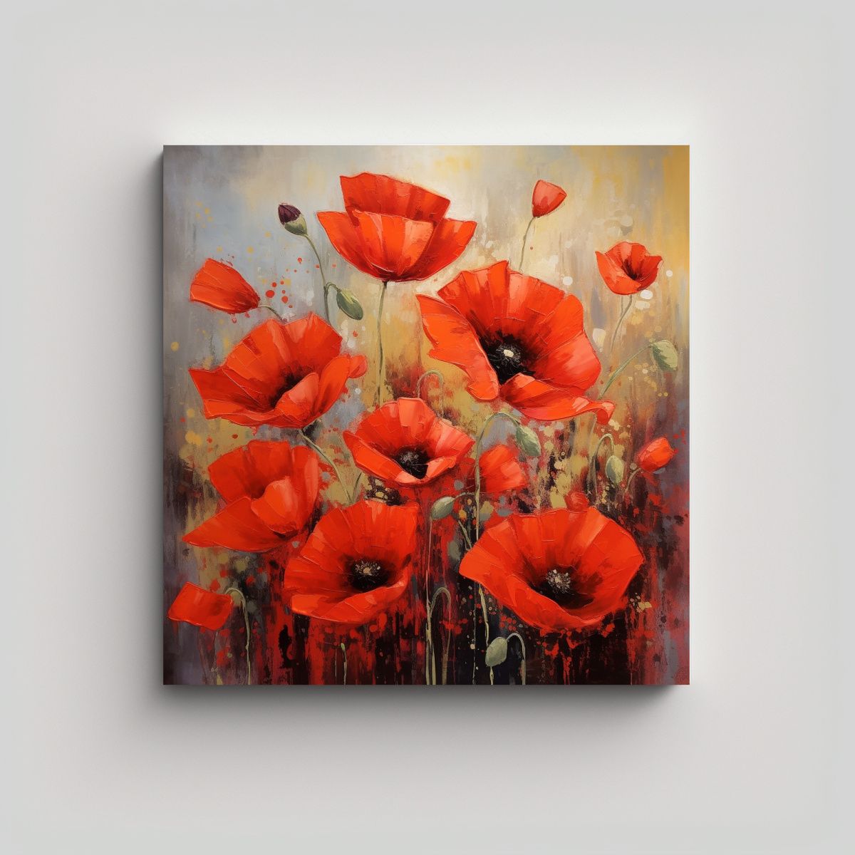 GENERICO - Cuadro Decorativo De Amapolas Con Reflejos En 40x40 Cm
