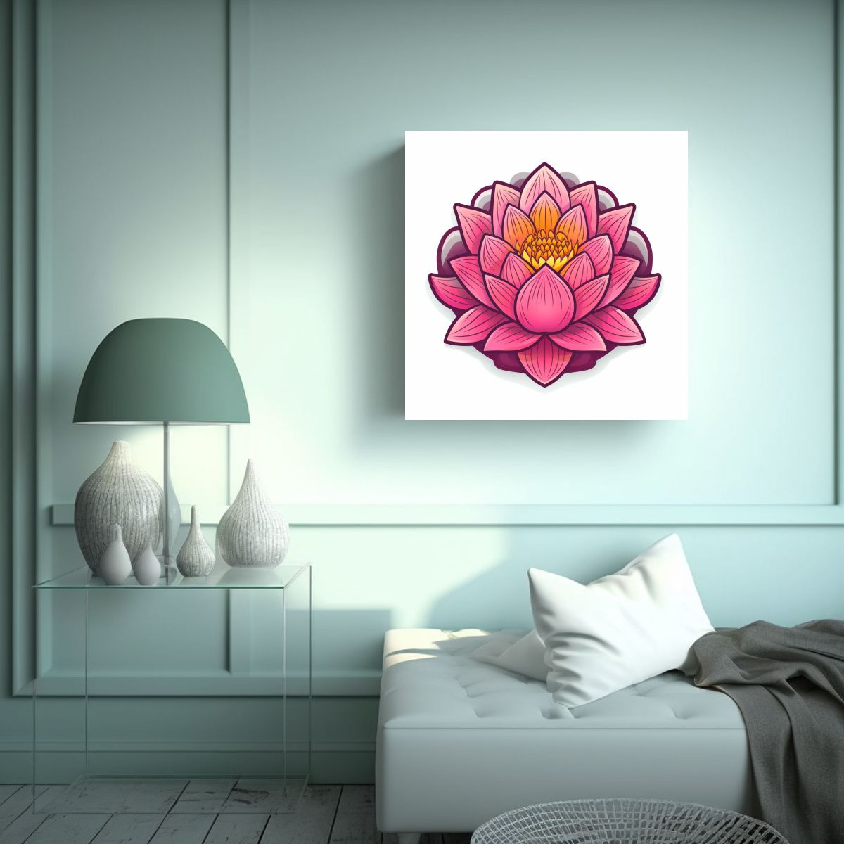 GENERICO - Cuadro Decorativo De Loto En Estilo Cartoon Para 90x90 Cm