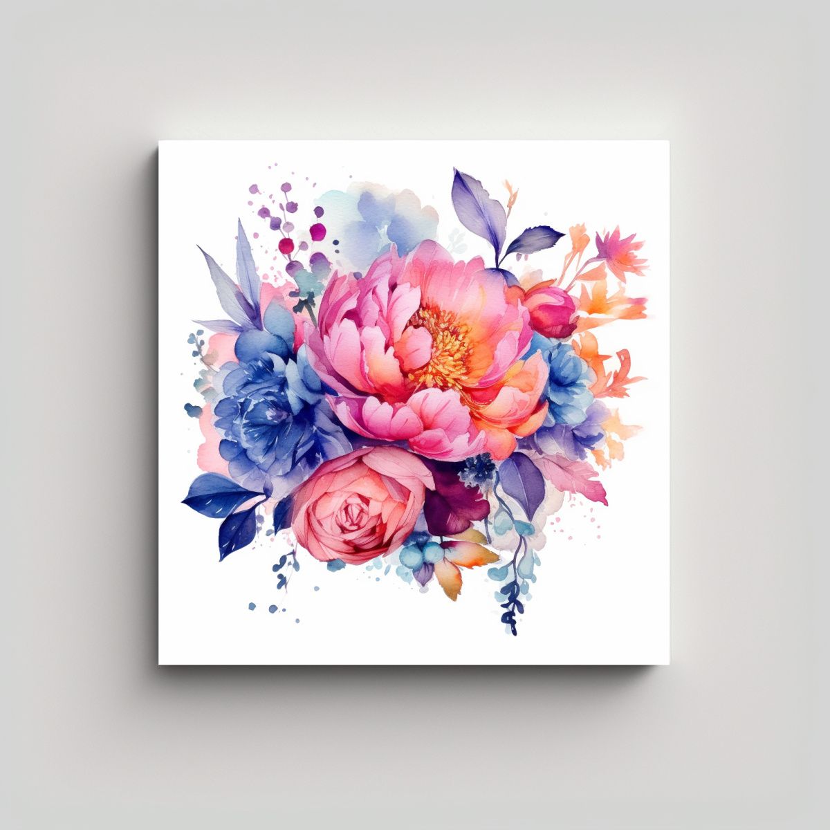 GENERICO - Comedor Moderno: Arte Floral Acuarela En Lienzo 30x30 Cm