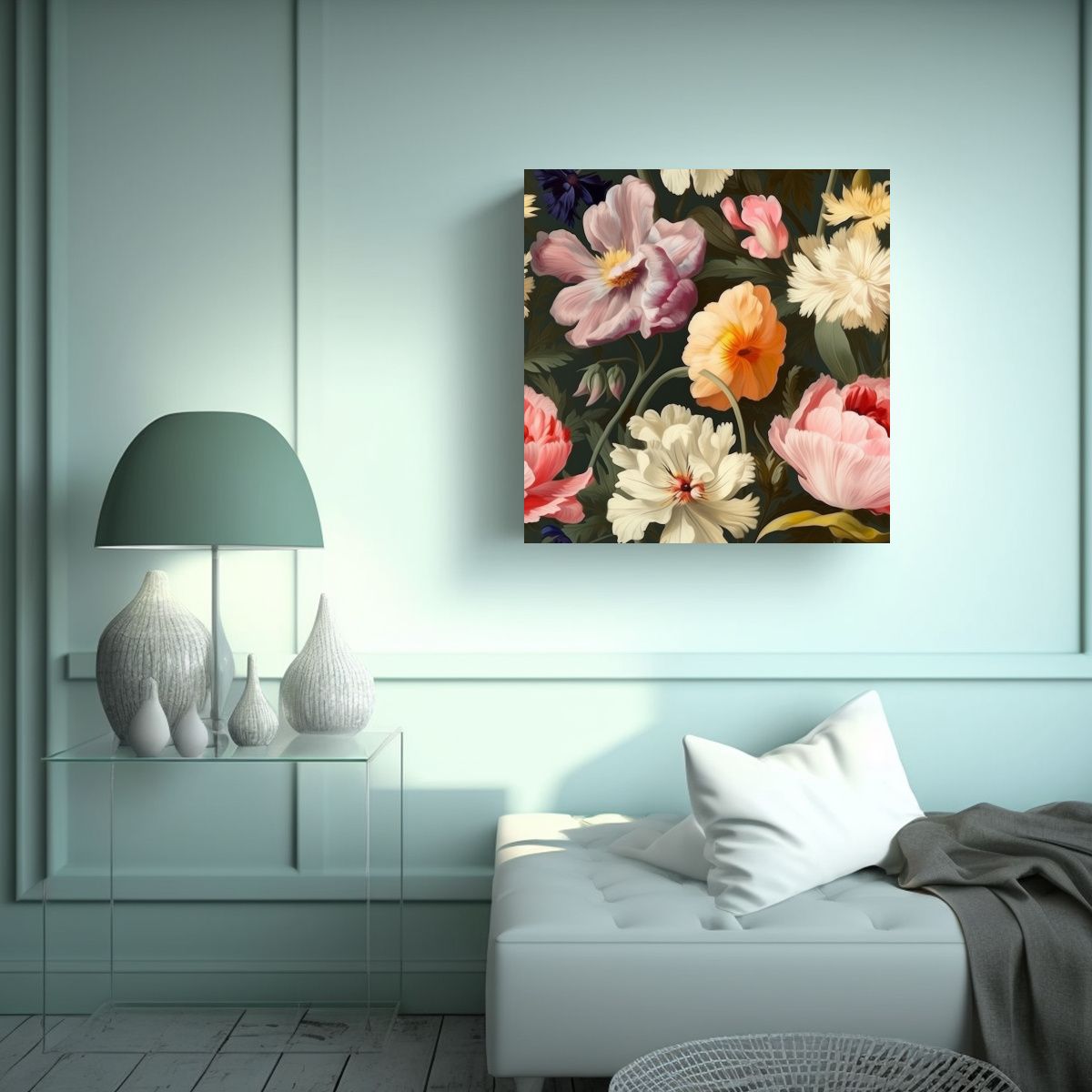 GENERICO - Lienzo Vintage De Flores En Óleo: Un Toque 40x40 Cm