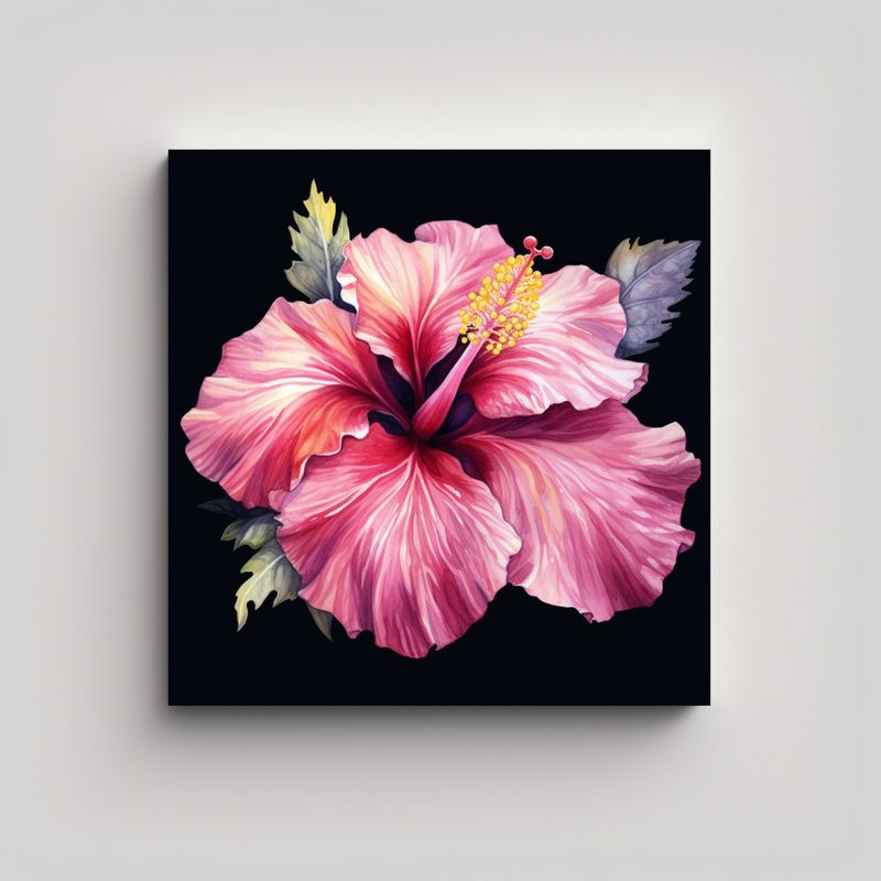 GENERICO - Ilustración Detallada De Hibisco En Lienzo De 30x30 Cm