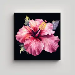 GENERICO - Ilustración Detallada De Hibisco En Lienzo De 30x30 Cm
