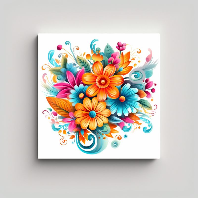 GENERICO - Bello Arte Decorativo: Flores Coloridas En Fondo 40x40 Cm