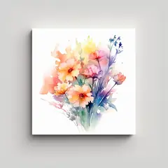 GENERICO - Composición Vital De Flores Blancas: Cuadro 90x90 Cm