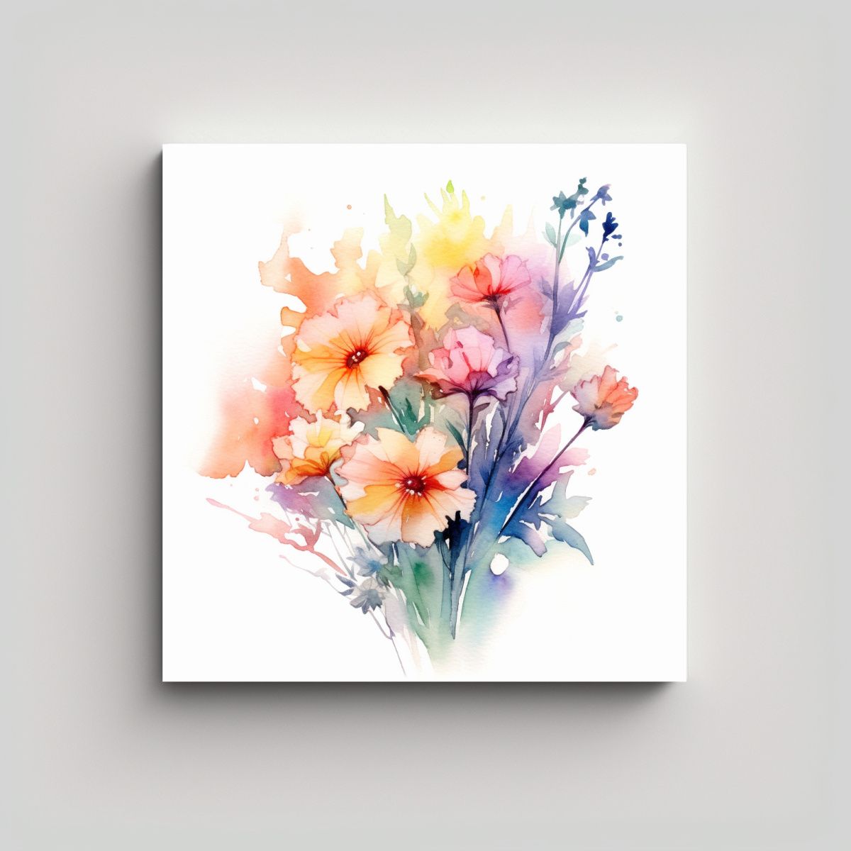 GENERICO - Composición Vital De Flores Blancas: Cuadro 60x60 Cm